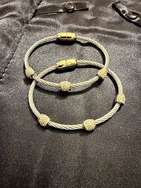 Gold & Silver Cable Wrap Bracelets Like New.  Magnetic clasp